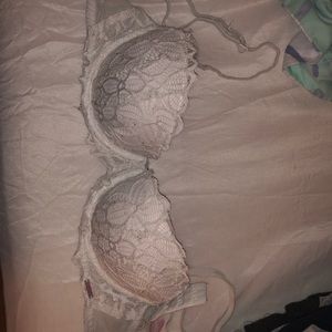 White lace pink bra